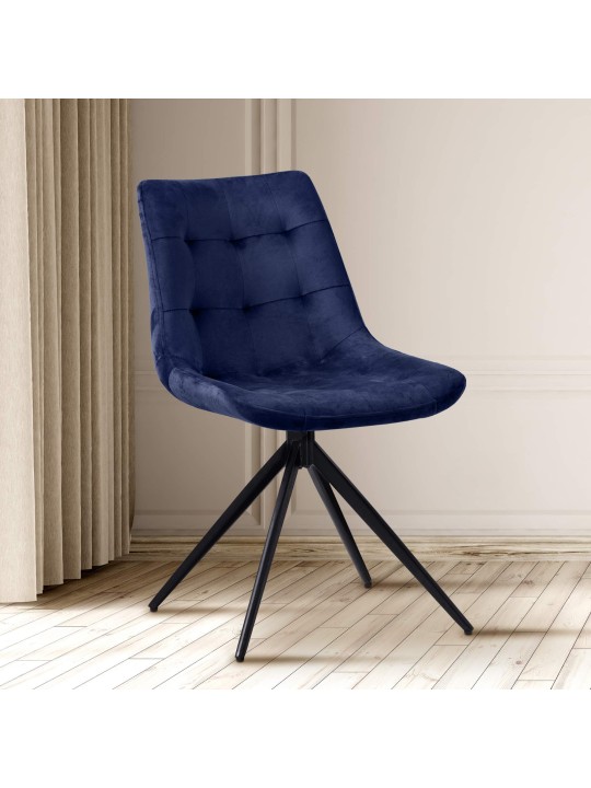 Juego de 2 sillas de comedor Merna terciopelo, azul oscuro