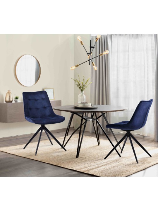 Juego de 2 sillas de comedor Merna terciopelo, azul oscuro