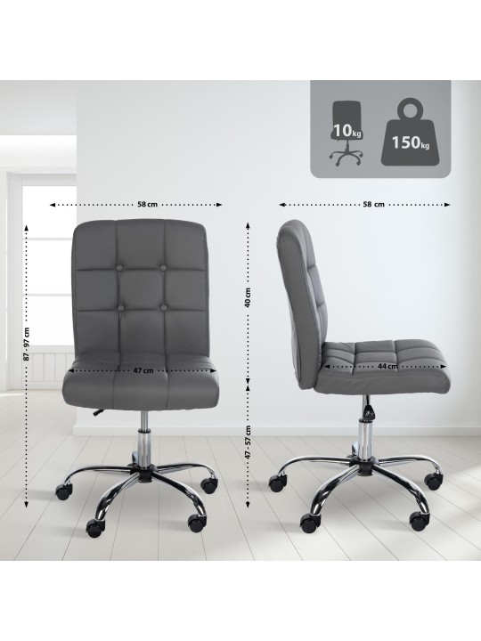 Taburete de trabajo Trenton piel sintética, gris