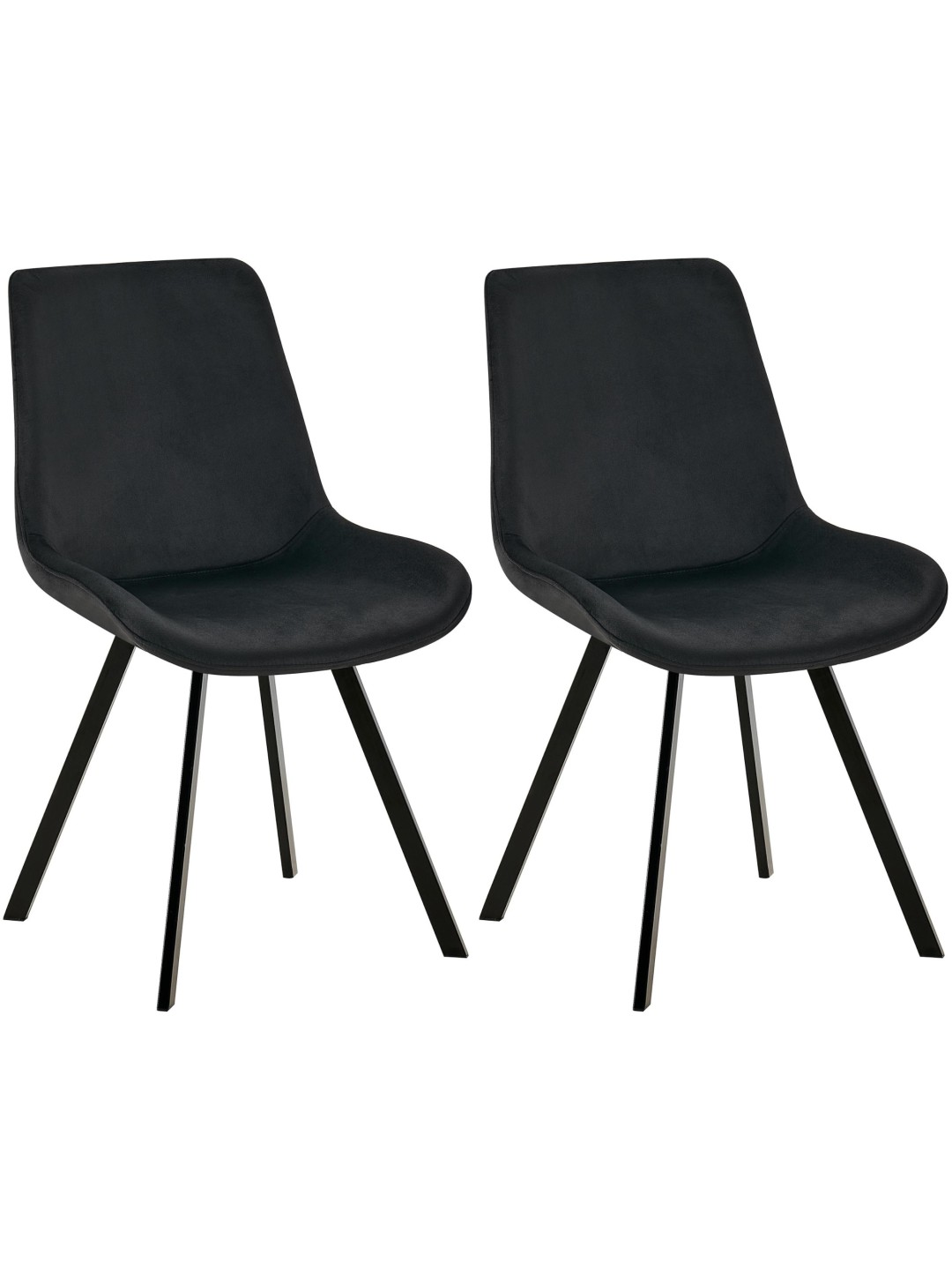 Juego de 2 sillas de comedor Lewes terciopelo, negro