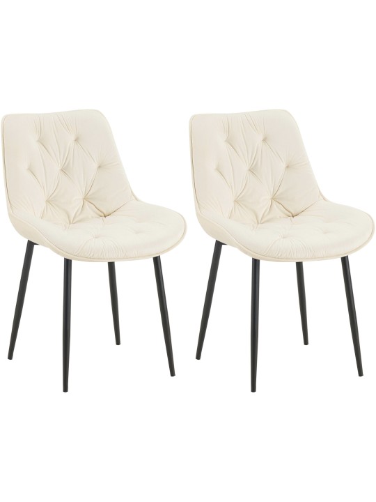 Juego de 2 sillas de comedor Wallace terciopelo, crema