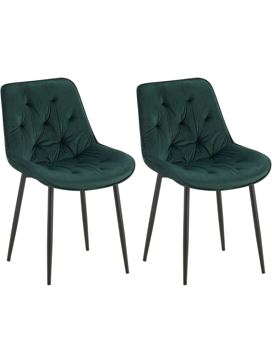 Juego de 2 sillas de comedor Wallace terciopelo, verde