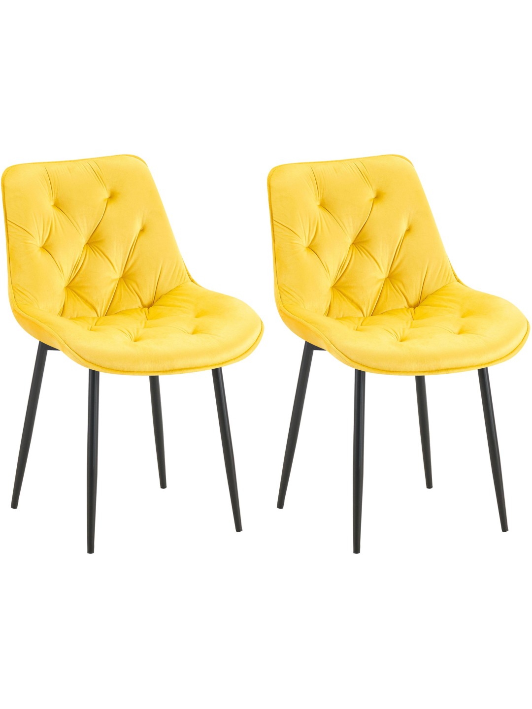 Juego de 2 sillas de comedor Wallace terciopelo, amarillo