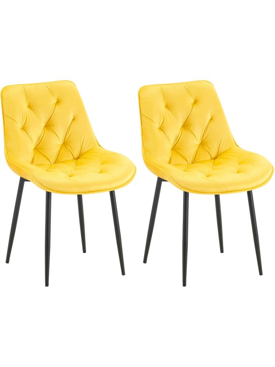 Juego de 2 sillas de comedor Wallace terciopelo, amarillo