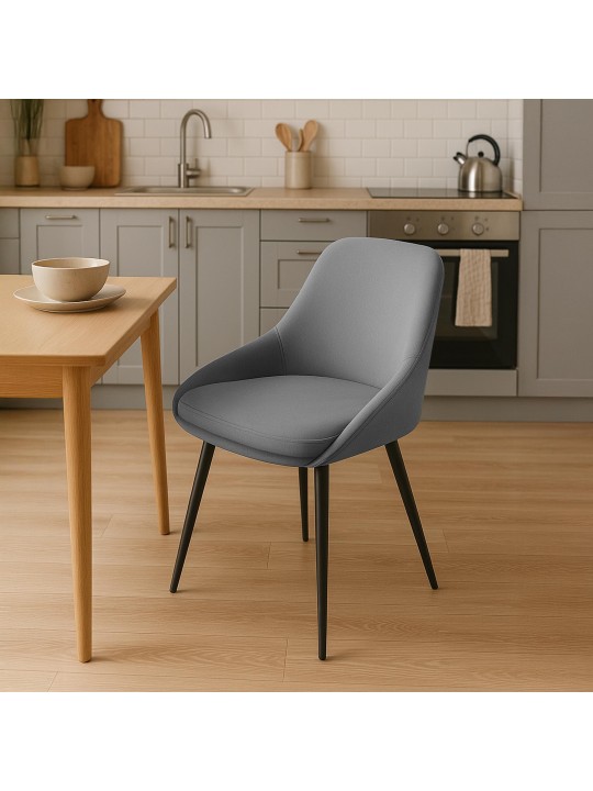 Silla de comedor de terciopelo Elmira, gris oscuro