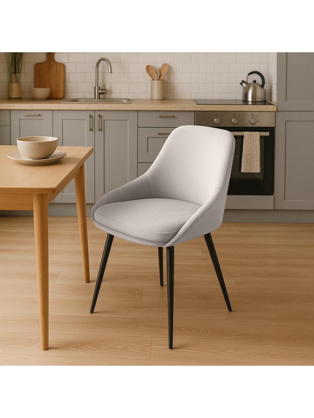 Silla de comedor de terciopelo Elmira, gris