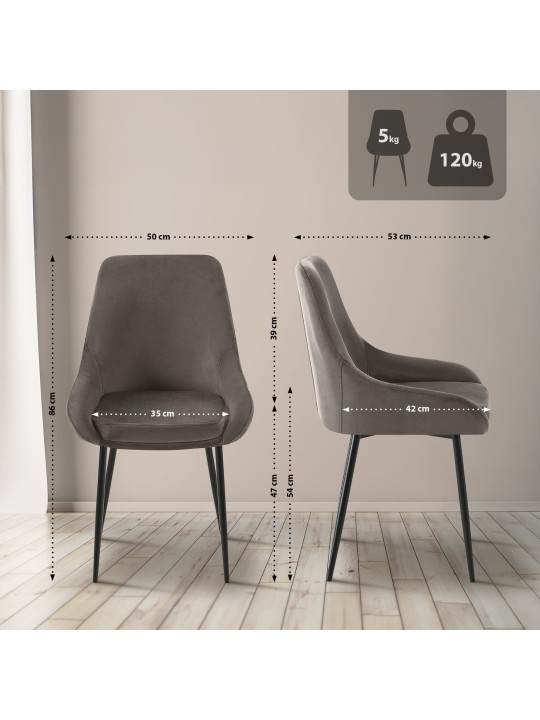 Silla de comedor de terciopelo Elmira, antracita