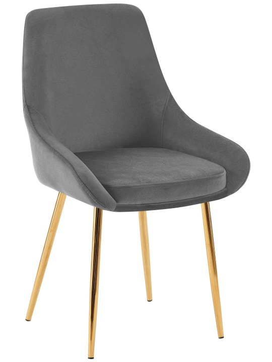 Silla de comedor Elmira terciopelo dorado, gris oscuro