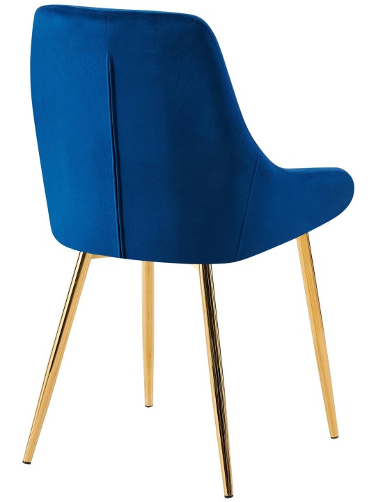 Silla de comedor Elmira terciopelo dorado, azul oscuro