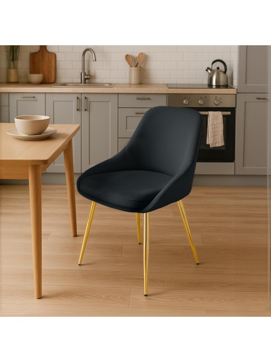 Silla de comedor Elmira terciopelo dorado, negro Silla de comedor Elmira terciopelo dorado, negro