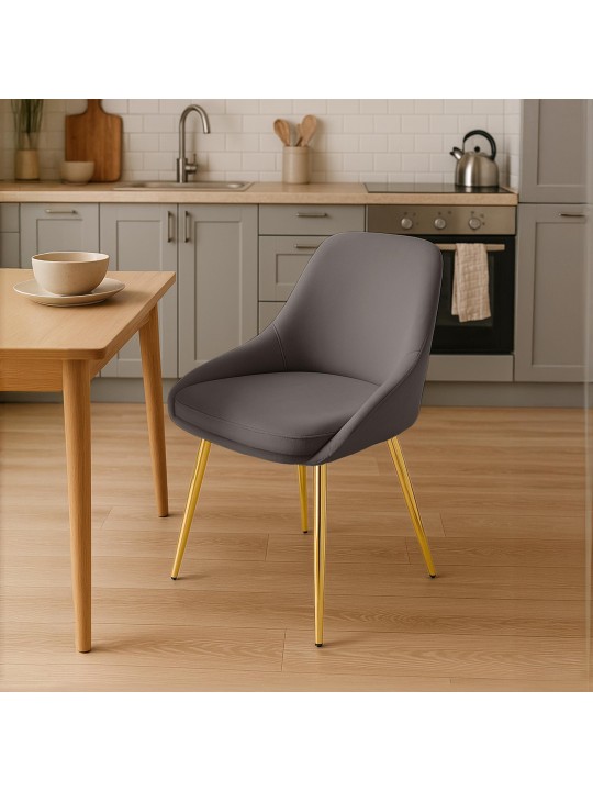 Silla de comedor Elmira terciopelo dorado, antracita