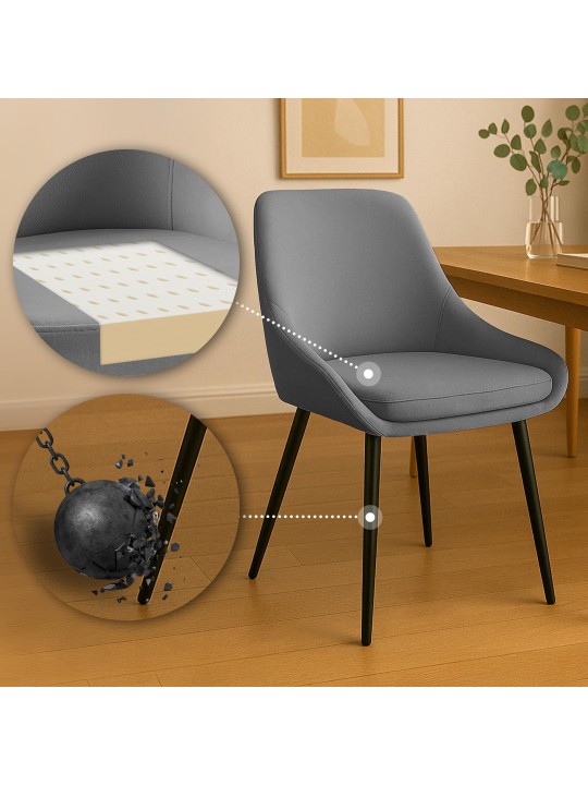 Silla de comedor de terciopelo Elmira, gris oscuro