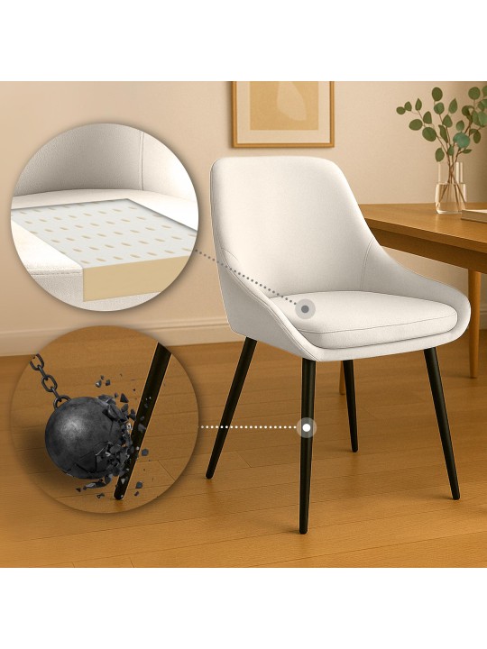 Silla de comedor de terciopelo Elmira, crema