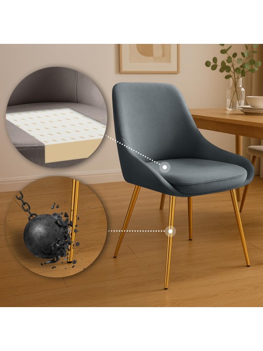 Silla de comedor Elmira terciopelo dorado, antracita