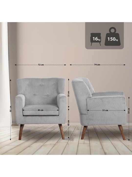 Sillón Kioni Cordón, gris Sillón Kioni Cordón, gris