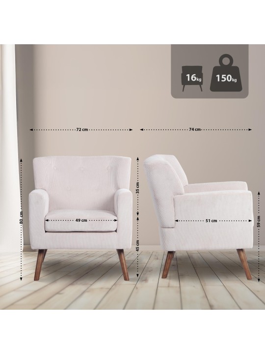 Sillón Kioni Cordón, crema