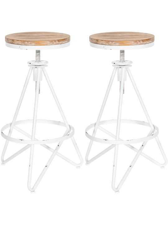 Juego de 2 taburetes de bar Karla, blanco antiguo Juego de 2 taburetes de bar Karla, blanco antiguo