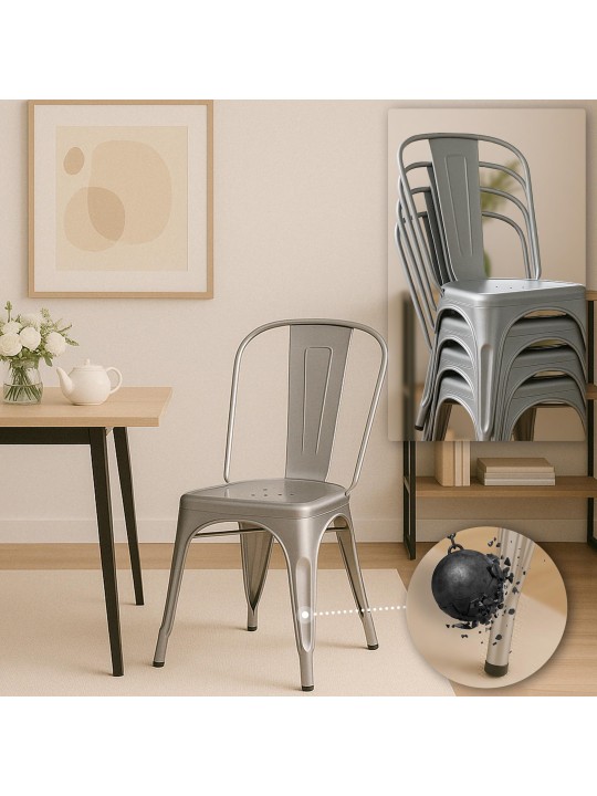 Juego de 4 sillas Benedikt, plata Juego de 4 sillas Benedikt, plata