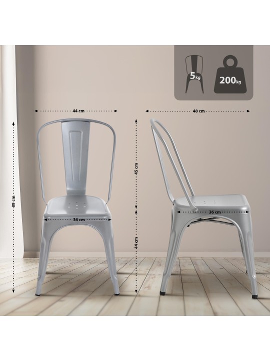 Juego de 4 sillas Benedikt, plata Juego de 4 sillas Benedikt, plata