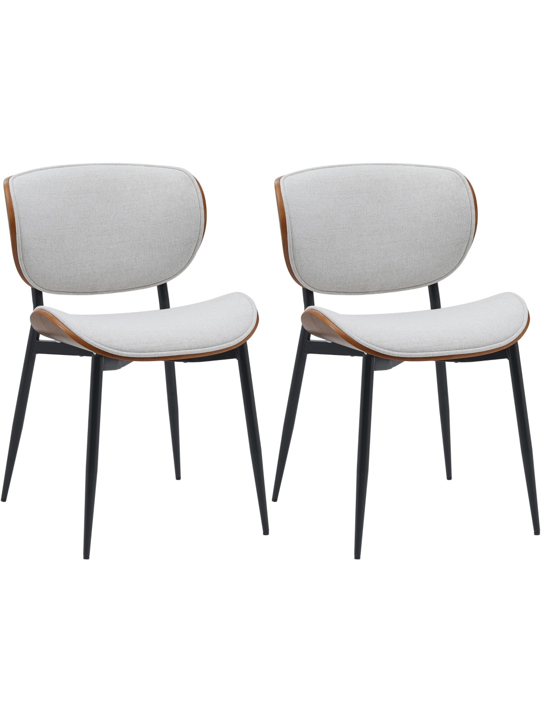 Juego de 2 sillas de comedor tela Enid, nogal/crema