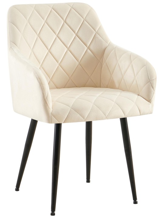 Silla de comedor Monett terciopelo B, crema
