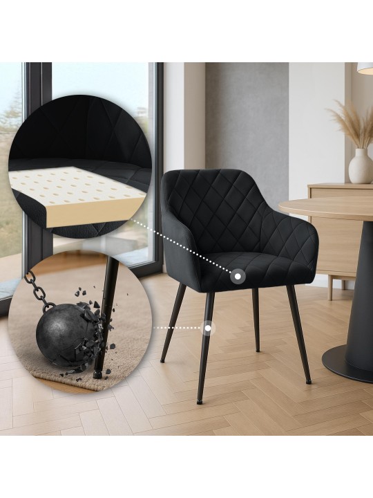 Silla de comedor Monett terciopelo B, negro