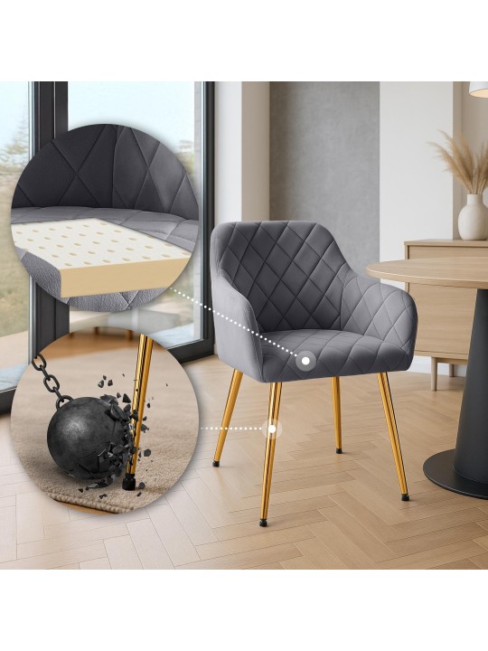 Silla de comedor Monett terciopelo G, gris oscuro Silla de comedor Monett terciopelo G, gris oscuro