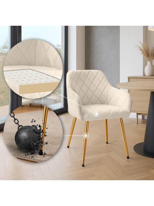 Silla de comedor Monett terciopelo G, crema Silla de comedor Monett terciopelo G, crema