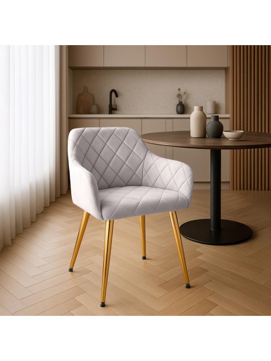 Juego de 2 sillas de comedor Monett terciopelo G, gris