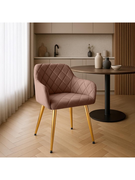 Juego de 2 sillas de comedor Monett terciopelo G, marrón Juego de 2 sillas de comedor Monett terciopelo G, marrón