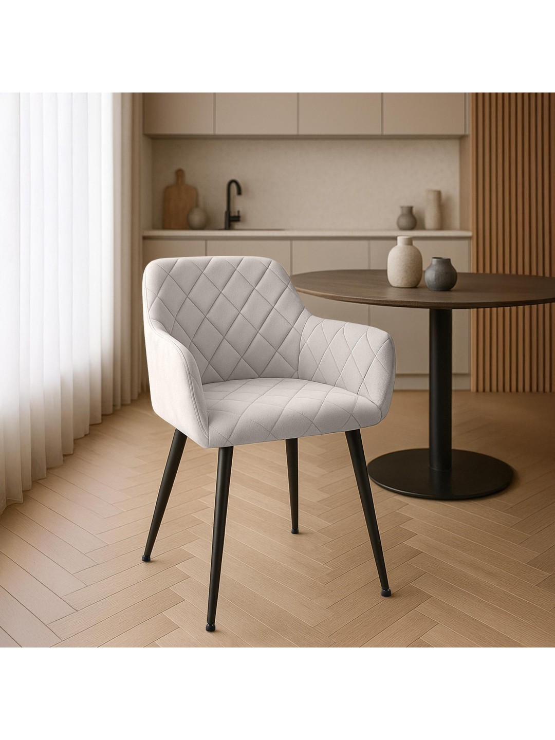 Juego de 2 sillas de comedor Monett terciopelo B, gris