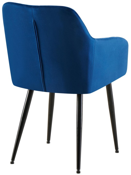 Juego de 2 sillas de comedor Monett terciopelo B, azul oscuro