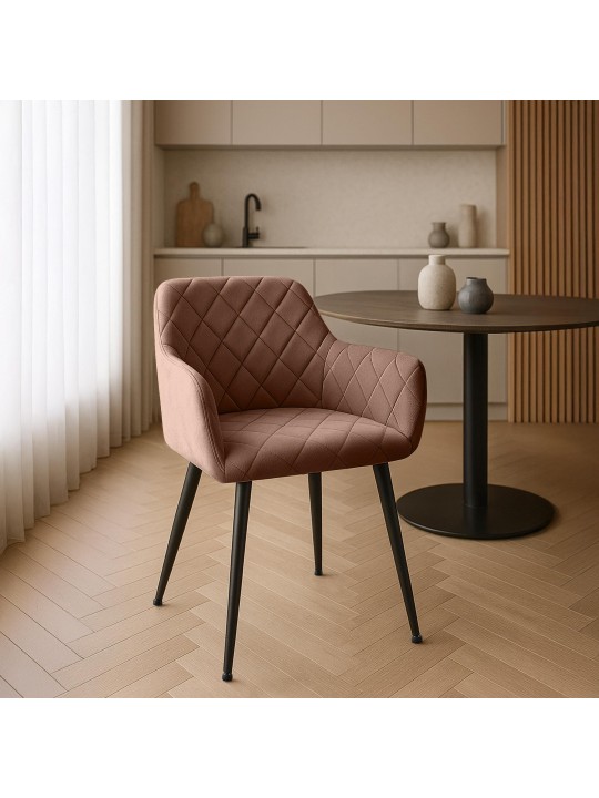 Juego de 2 sillas de comedor Monett terciopelo B, marrón Juego de 2 sillas de comedor Monett terciopelo B, marrón