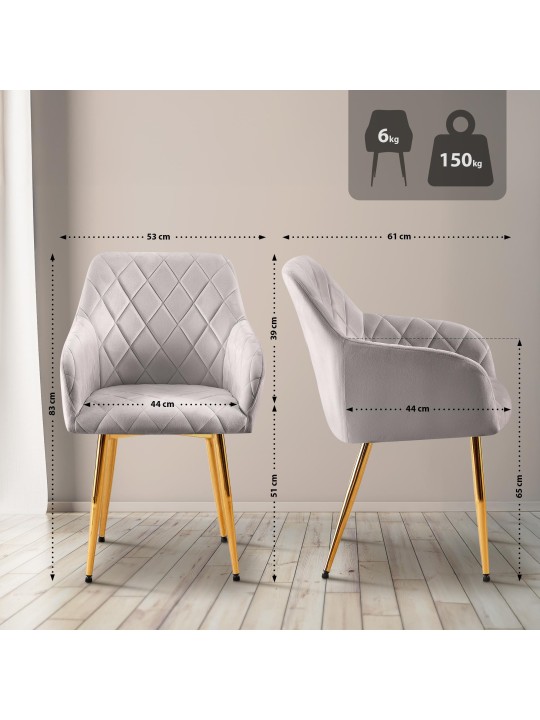 Silla de comedor Monett terciopelo G, gris