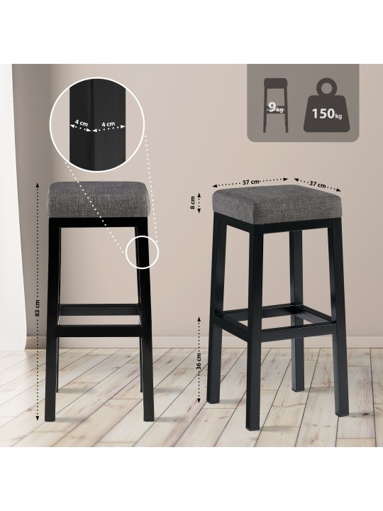 Taburete de bar Taylor B85 tela, gris