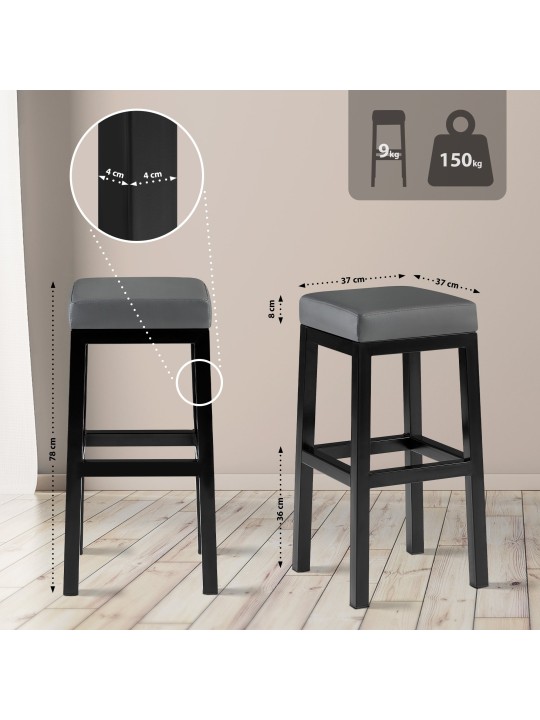 Taburete de bar Taylor B80, gris Taburete de bar Taylor B80, gris