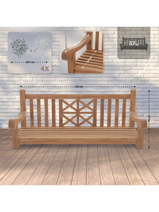 Banco columpio Granja 150 cm, teca