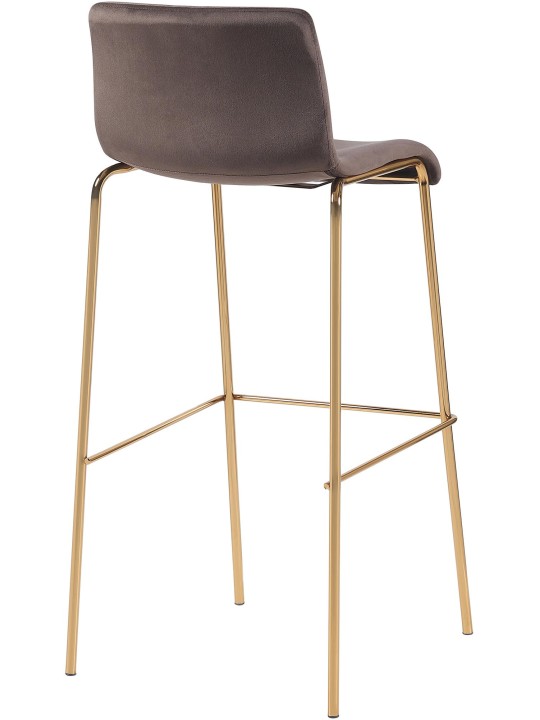 Taburete de bar Hoover de terciopelo de 4 pies dorado, marrón