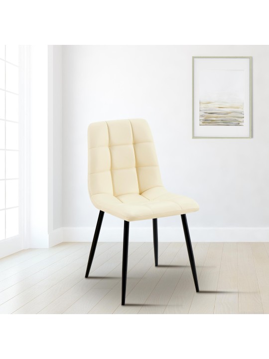 Silla de comedor Antibes piel sintética, crema