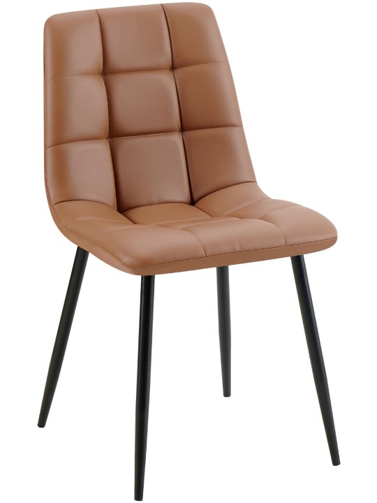 Silla de comedor Antibes piel sintética, marrón oscuro