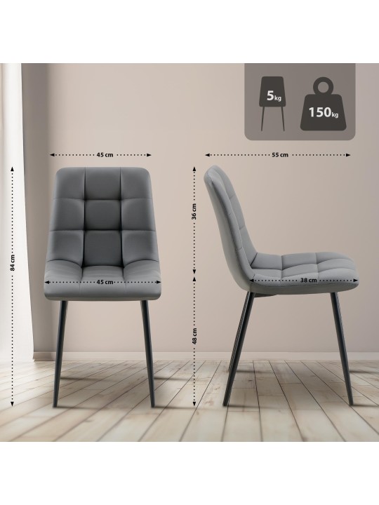 Silla de comedor Antibes piel sintética, gris oscuro