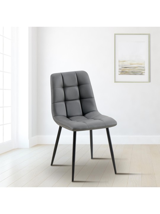 Silla de comedor Antibes piel sintética, gris oscuro