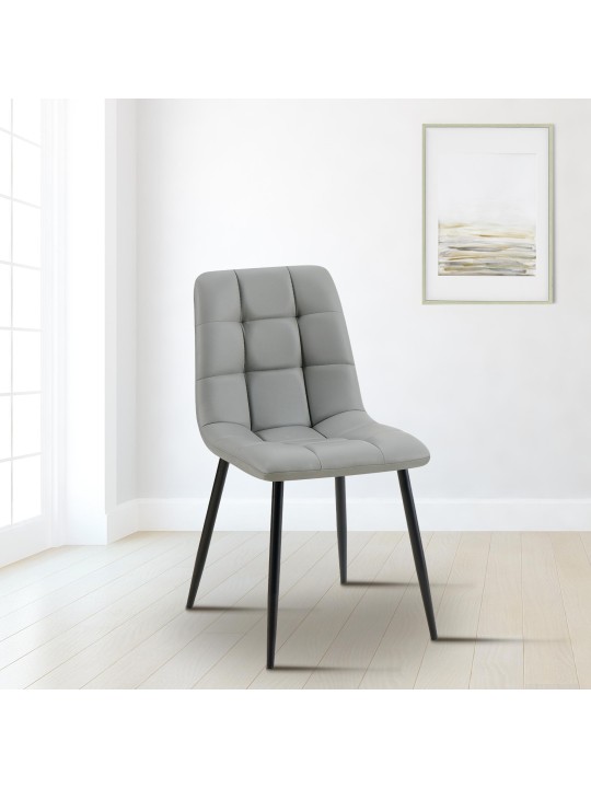 Silla de comedor Antibes piel sintética, gris claro