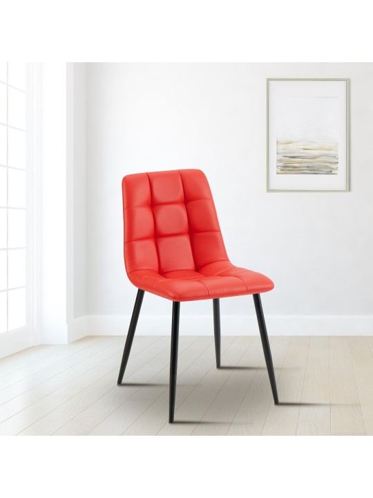 Silla de comedor Antibes piel sintética, rojo