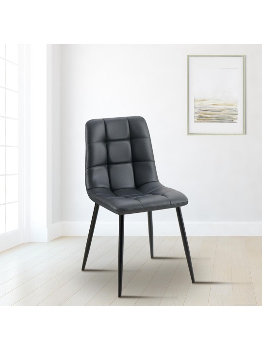 Silla de comedor Antibes piel sintética, negro