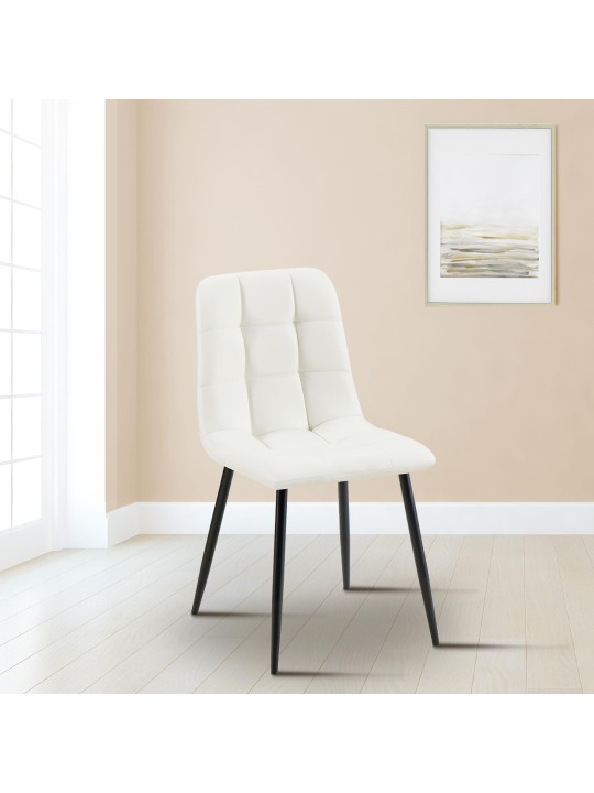 Silla de comedor Antibes piel sintética, blanco