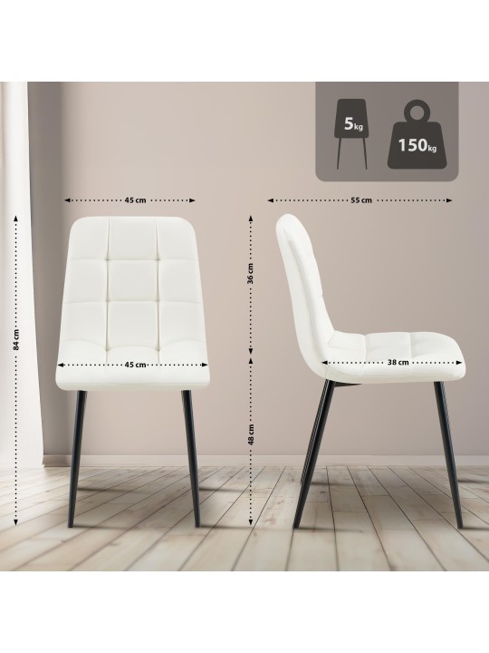 Silla de comedor Antibes piel sintética, blanco