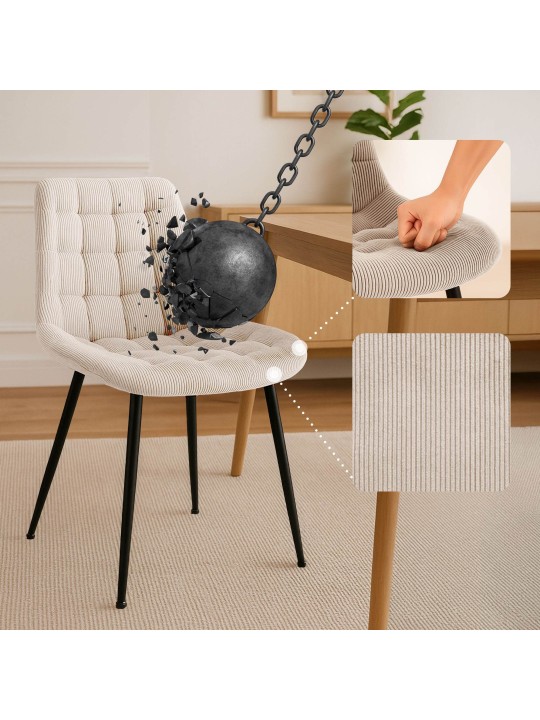 Silla de comedor Sardna Cord, crema