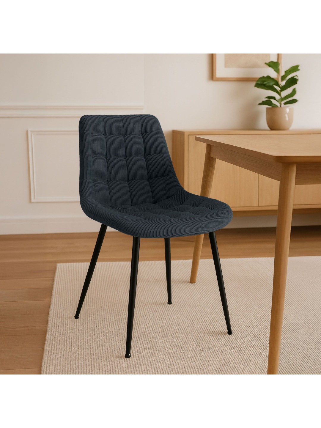 Silla de comedor Sardna Cord, negro