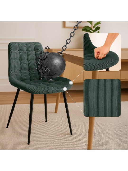 Silla de comedor Sardna Cord, verde